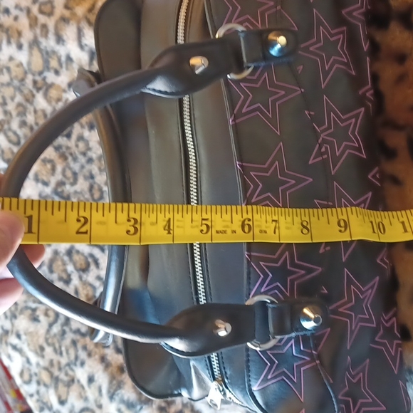 LuxDeVille purple stars satchel style purse. Never been used - Picture 7 of 12